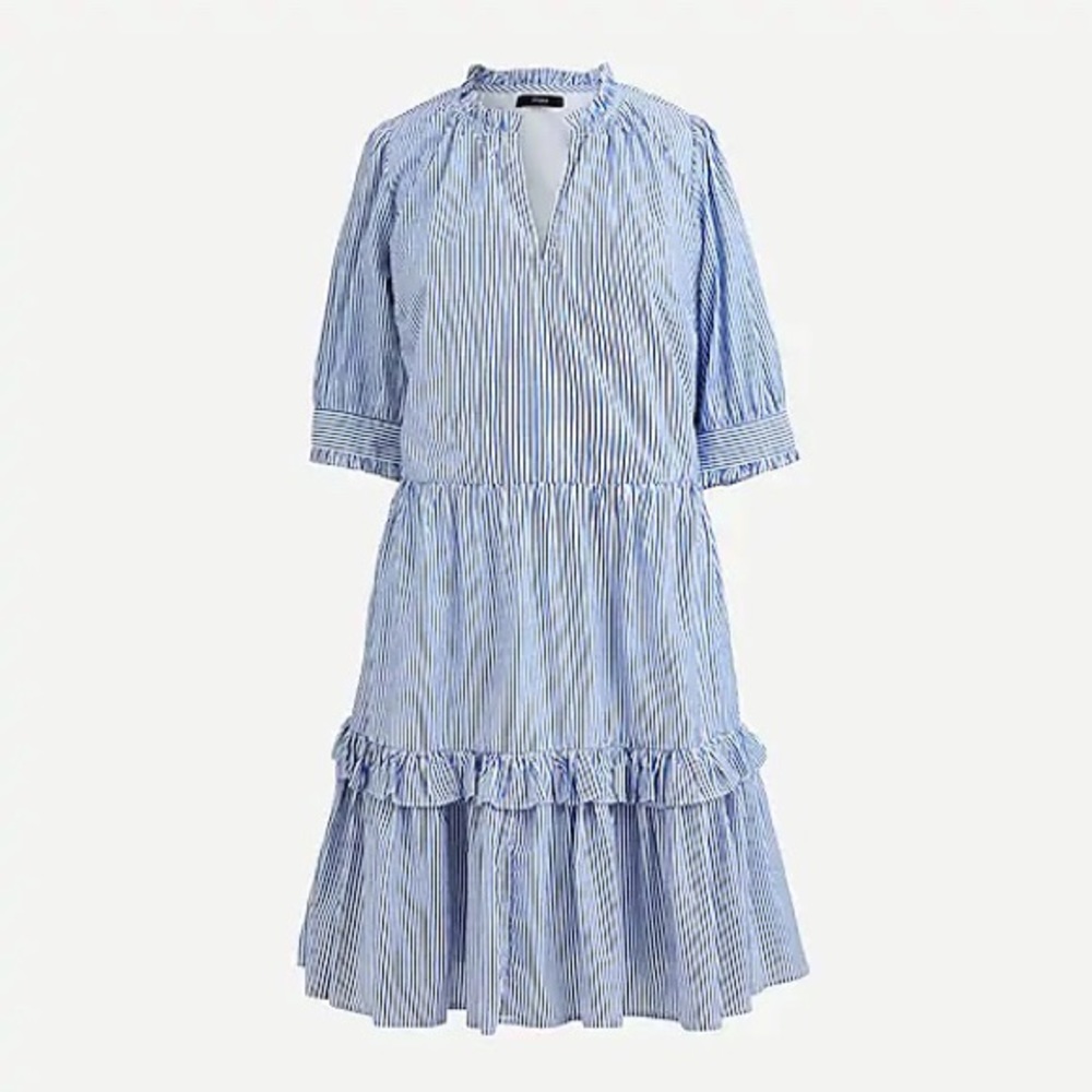 J. Crew Tall Ruffleneck Tiered Popover Dress